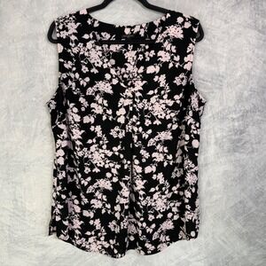 Talbots Pink Floral Sleeveless top Womens sz 1X Pink Career Office Feminine